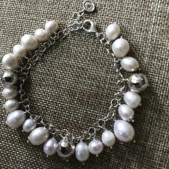 NWOT Silpada Flirt Alert Fresh Water Pearl Sterling Silver Charm Bracelet - Picture 3 of 6